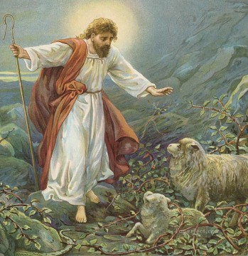 jésus christ le tendre berger ambrose dudley Peinture à l'huile